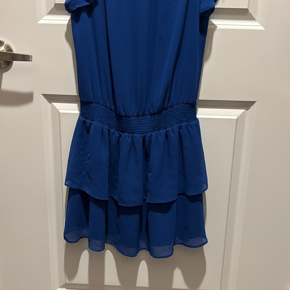 1 State Dress XS Blue Ruffle sleeves skirt collar - Picture 2 of 15